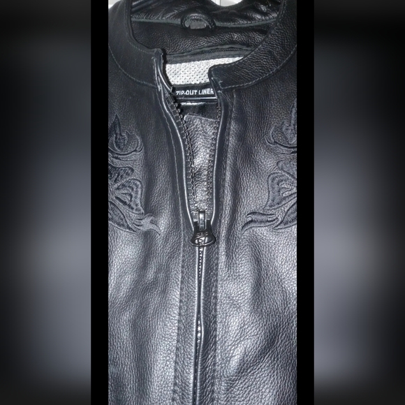 Xelement XS2030 Women's 'Gemma' Solid Black Leather Embroidered Jacket - Large - Picture 11 of 16